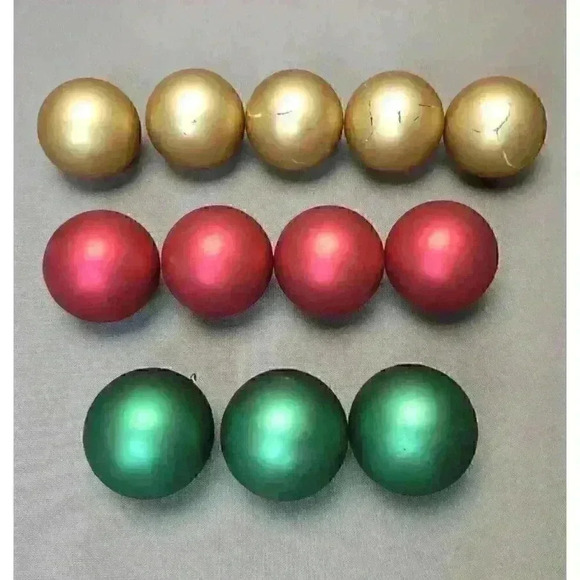 Vintage Mercury Glass Red Gold Green 2" Ball Christmas Ornaments (12) W. Germany - Picture 3 of 3